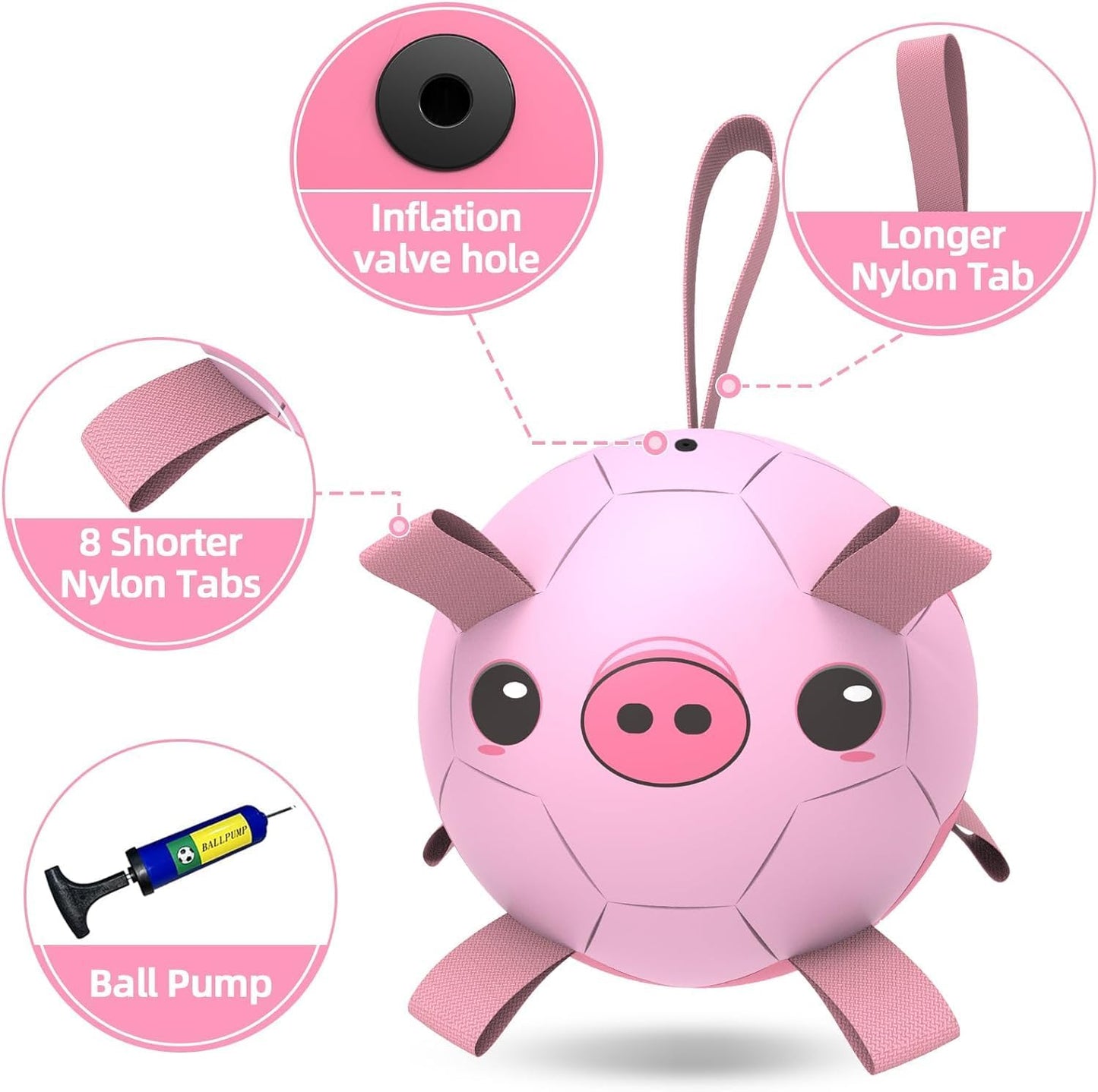 Piggy Poo and Crew Durable Interactive Fetch and Play Pig Soccer Ball