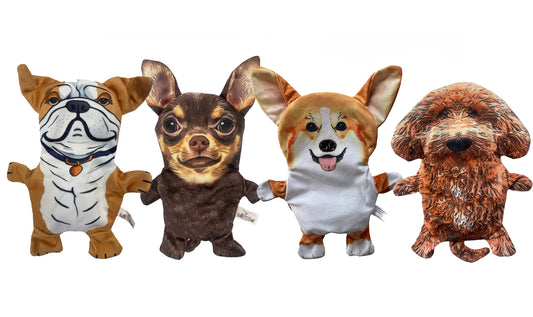 Piggy Poo and Crew Dog Four Pack of Crinkle Toys for Dogs and Other Pets